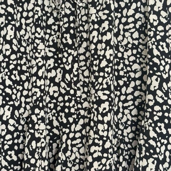 &merci Ruffle Tiered Mini Skirt Black & White Animal Print Medium Elastic Waist - Picture 2 of 5